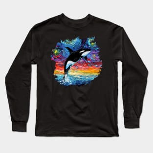 van Gogh Never Saw Alaska with border Long Sleeve T-Shirt